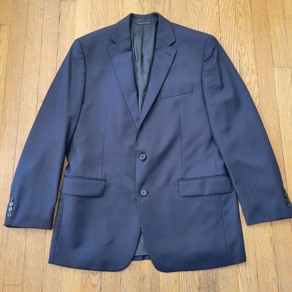 2 Pc Ralph‎ Lauren 42L 34R Suit Navy Blue Wool Classic Dapper Preppy Business